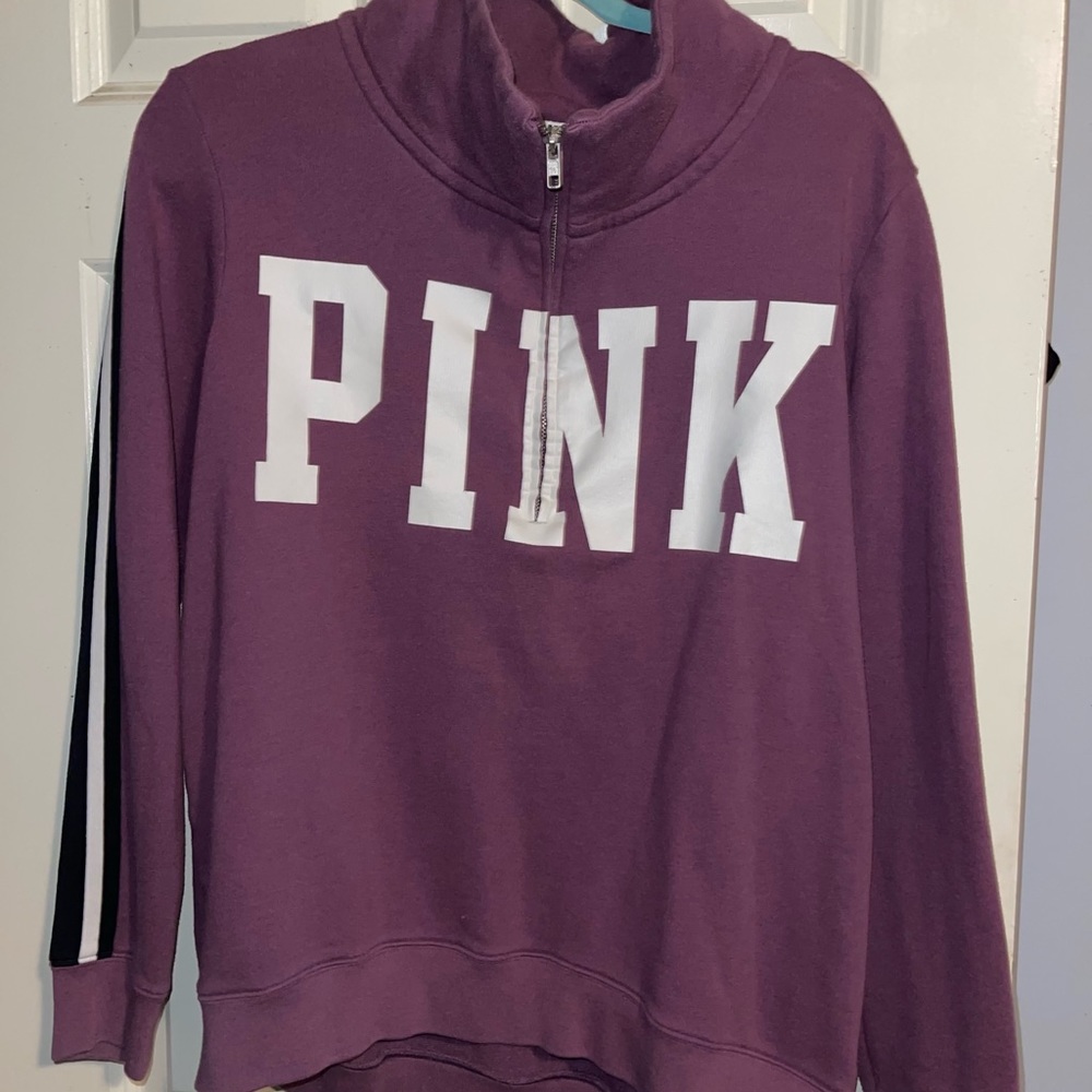 Pink by Victoria Secret half zip purple pullover size Large
